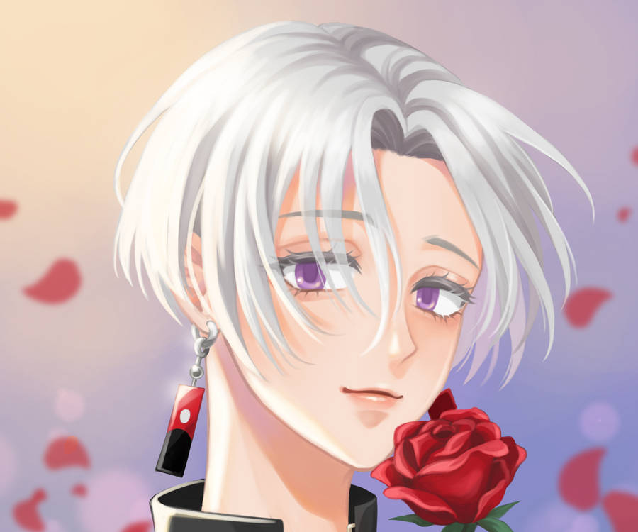 Elegant Izana Kurokawa Holding A Red Rose Wallpaper