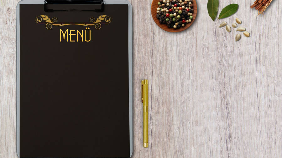 Elegant Menu Book Flat Lay Wallpaper