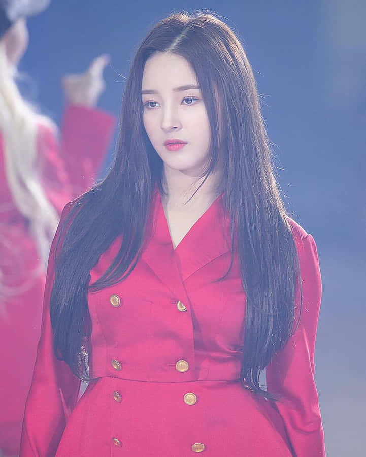 Elegant Red Dress Performance Wallpaper