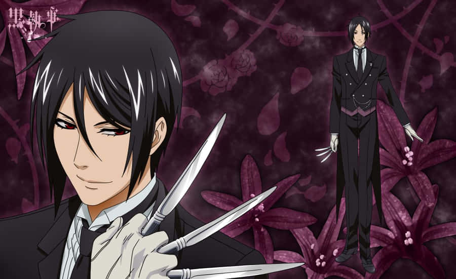 Elegant Sebastian Michaelis In Action Wallpaper