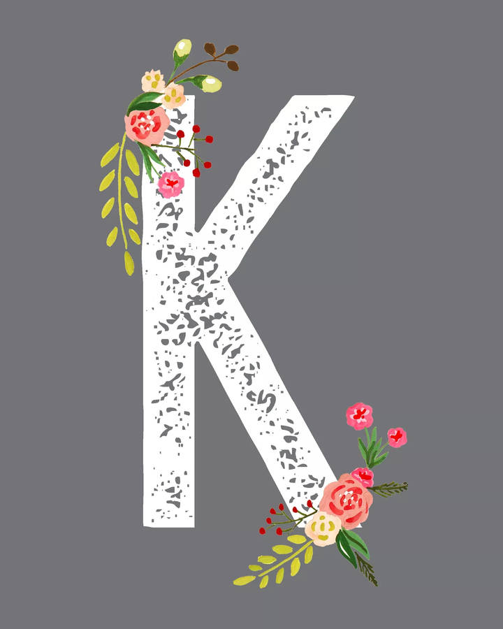 Elegant White Letter K On A Black Background Wallpaper