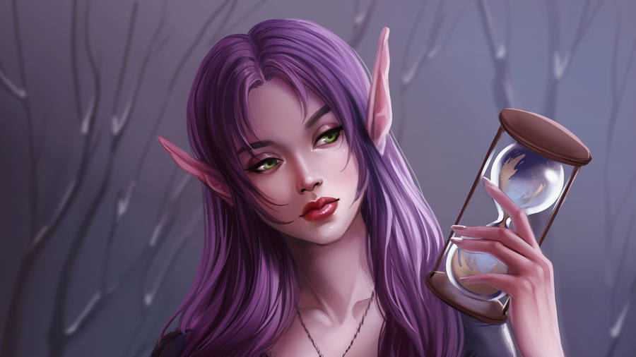 Elf Holding An Hourglass Wallpaper