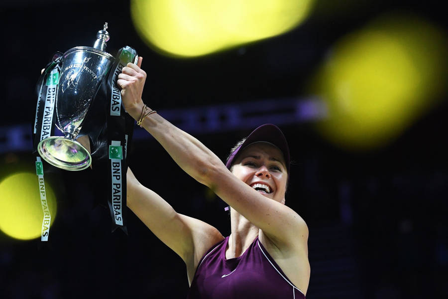 Elina Svitolina Raising Trophy Wallpaper