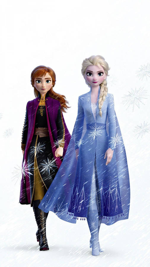 Elsa, Anna, And Snowflakes Frozen 2 Wallpaper