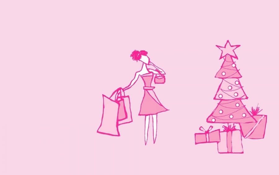 Embrace The Charm Of Pink Christmas Wallpaper