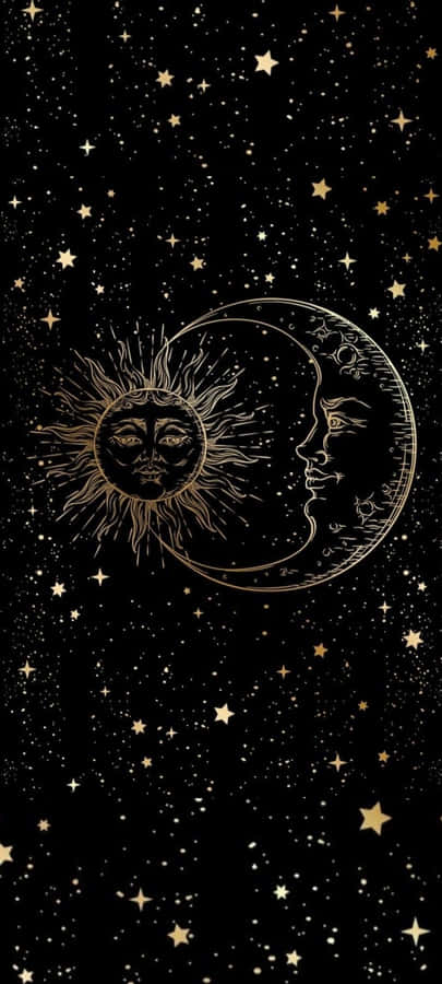 Embracing The Cosmic Harmony - Sun And Moon Aesthetic Wallpaper