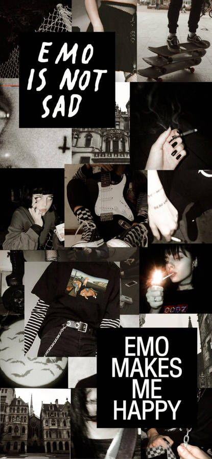 Emo Aesthetic Black Collage Wallpaper