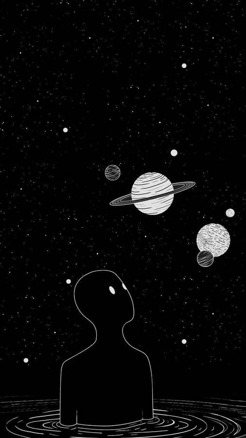 Emo Aesthetic With Planets Wallpaper