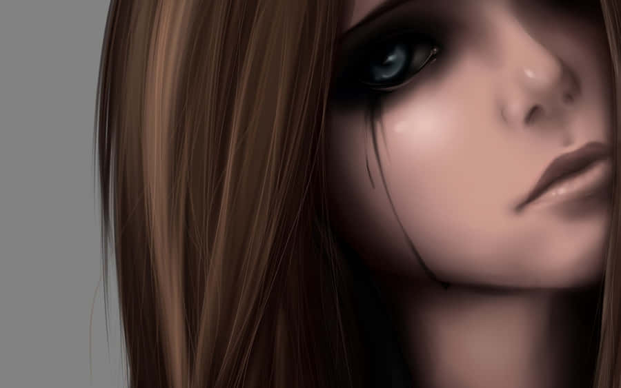 Emo Girl With Eyeshadow Crying Wallpaper