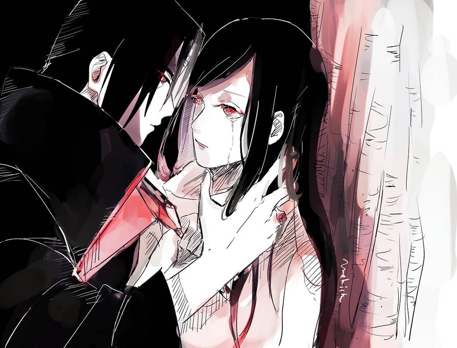 Emotional Izumi Uchiha Scene From Naruto Anime Series Wallpaper