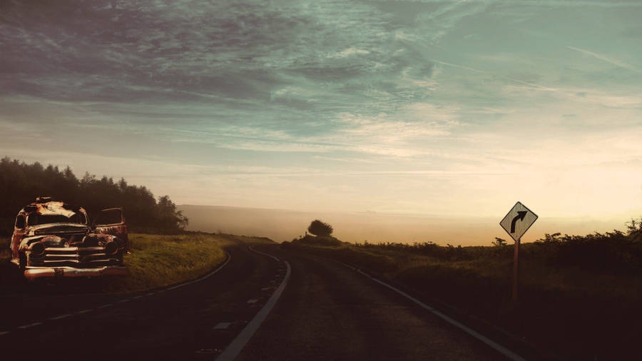 Empty Road Vintage Aesthetic Pc Wallpaper