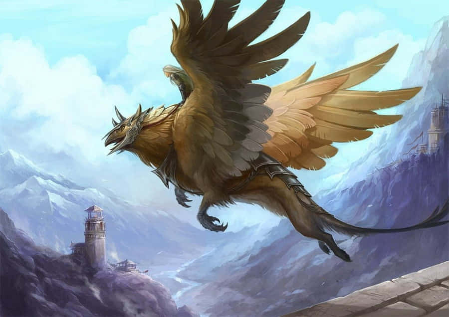 Enchanted Encounter With A Majestic Griffin Wallpaper