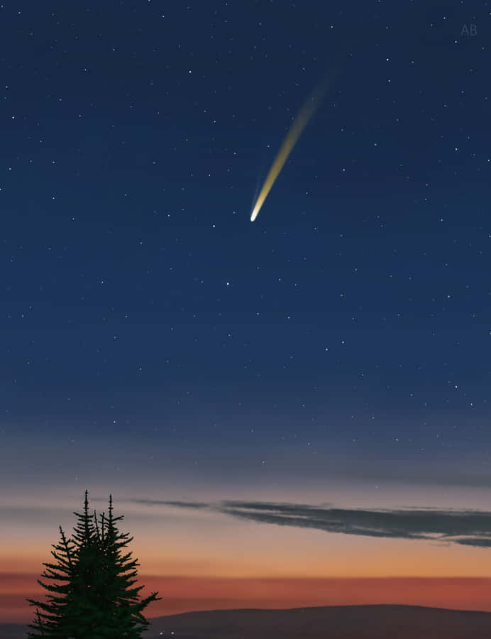 Enchanting Comet Soaring Through The Night Sky Wallpaper