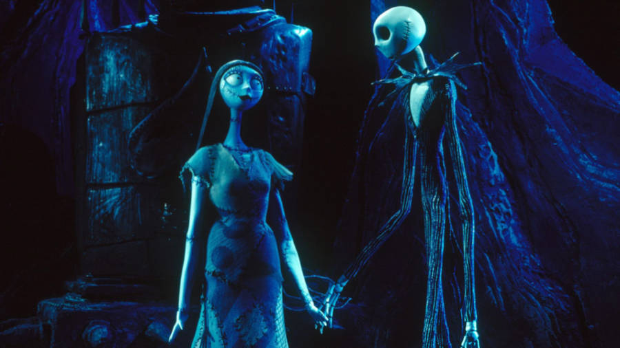 Enchanting Illustration Of Jack And Sally From Tim Burton's Masterpiece Wallpaper