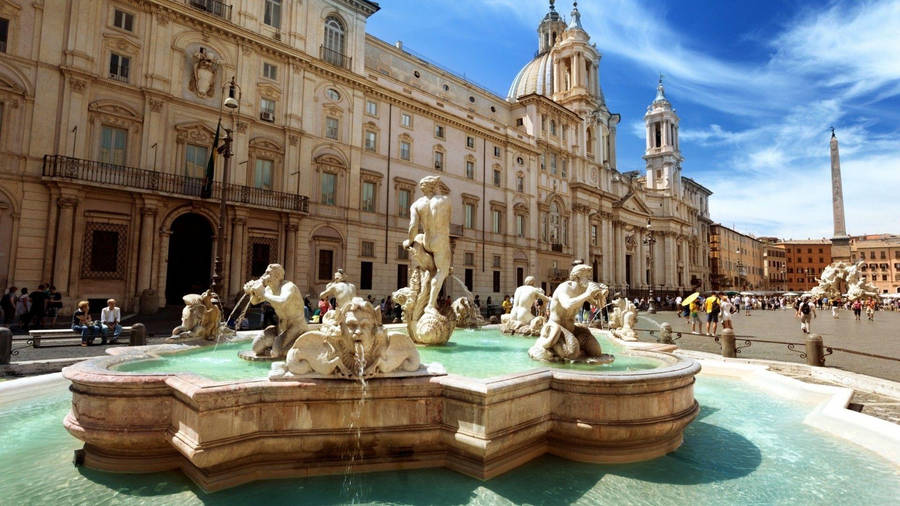 Enchanting Moor Fountain In Rome Wallpaper