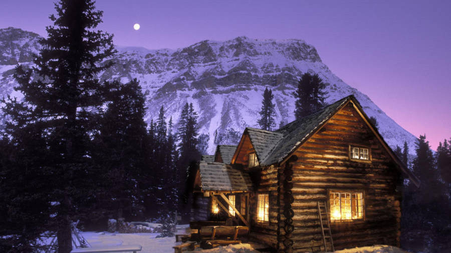 Enchanting Snowy Retreat - Cozy Winter Cabin Wallpaper