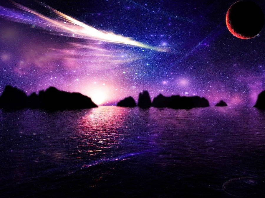 Enchanting Space Lake Sky View Wallpaper