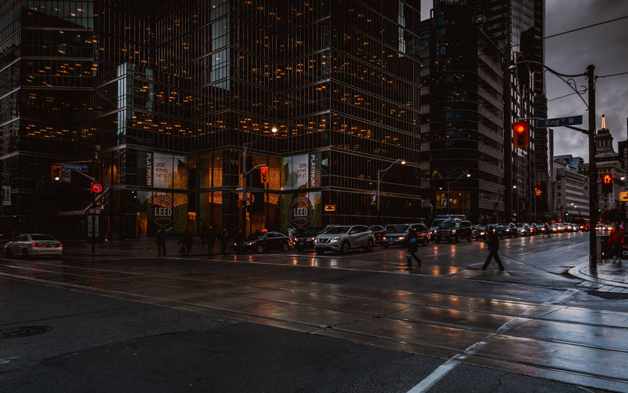 Enchanting Twilight Over Downtown Toronto Wallpaper