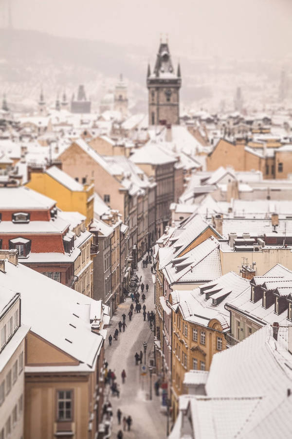 Enchanting Winter In Prague Wallpaper