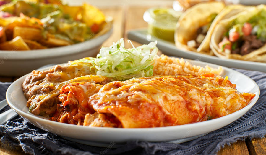 Enchiladas Newly Cooked On Plate Wallpaper