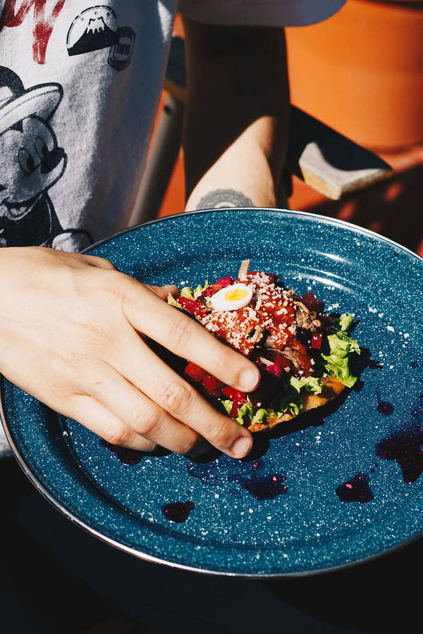 Enchiladas On A Blue Plate Wallpaper