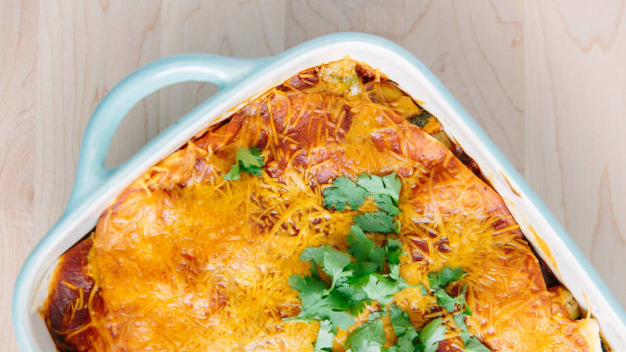 Enchiladas White Dish With Cheesy Salsa Wallpaper