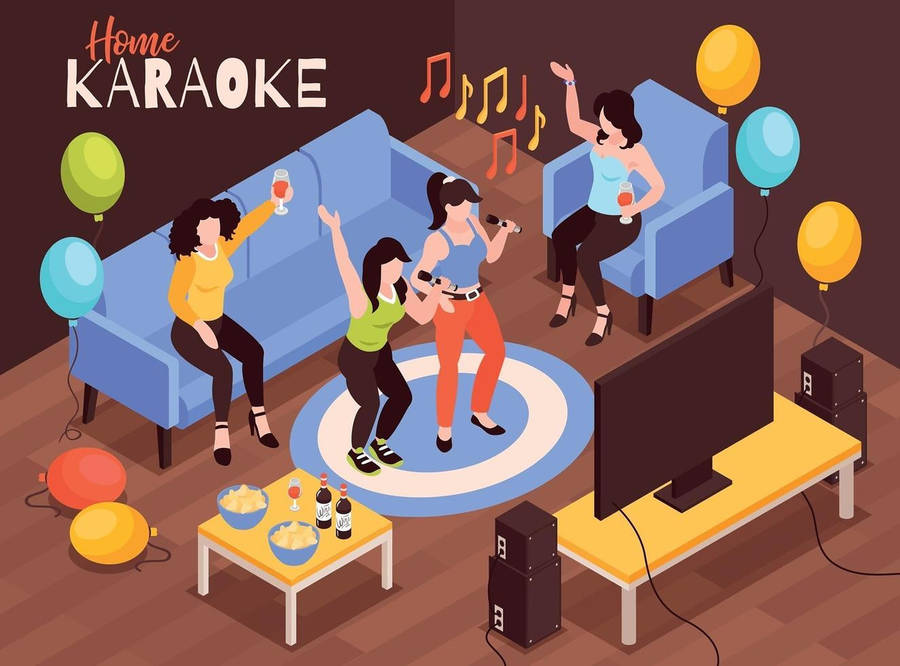 Energetic Home Karaoke Party Background Wallpaper