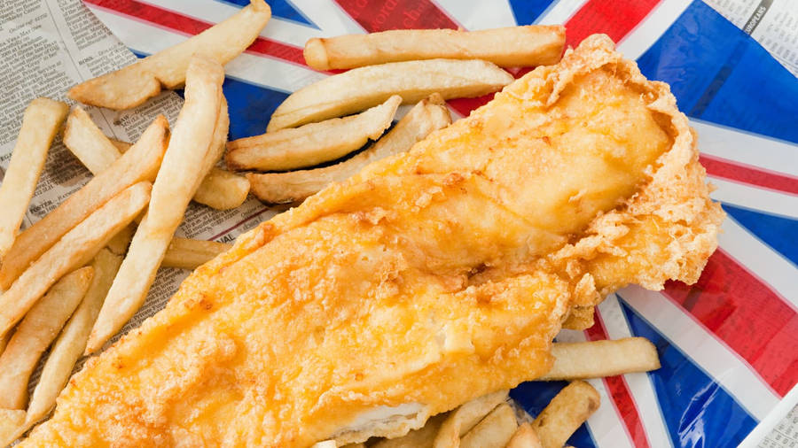 England's Delectable Delight: Fish And Chips Wallpaper