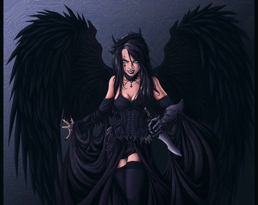 Enigmatic Dark Angel In Mystical Splendor Wallpaper