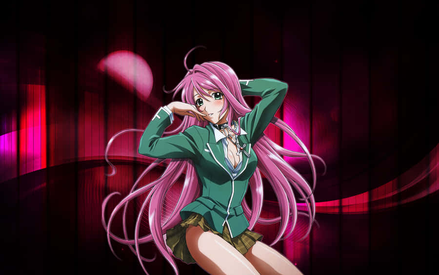 Enjoy The Adventures Of Tsukune And Moka In Rosario Vampire Wallpaper