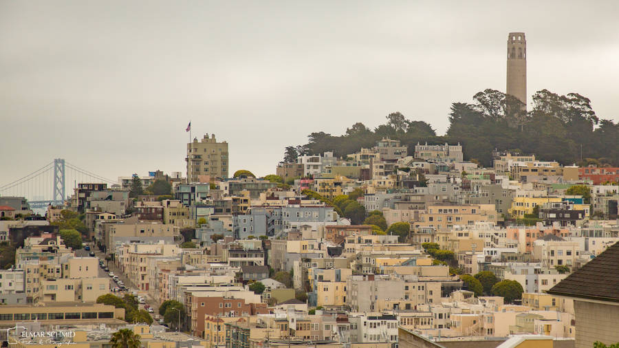 Enjoy The Stunning Views Of The Coit Tower In The San Francisco Skyline Wallpaper