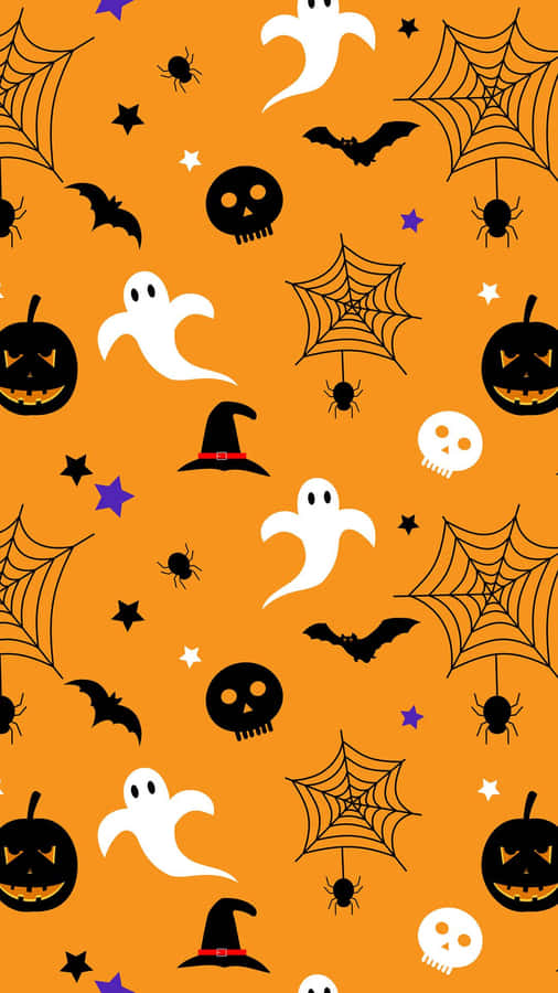 Enjoying The Fun And Fright Of Halloween In Orange Wallpaper