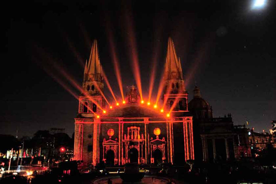 Enlightened Guadalajara Cathedral At Night Wallpaper