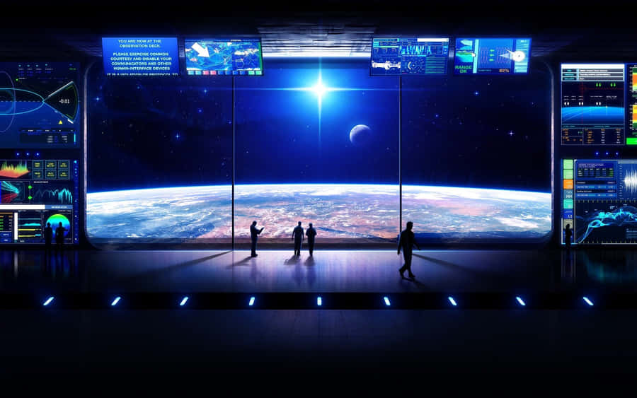Enterprising Voyagers Explore The World In The Enterprise Bridge. Wallpaper