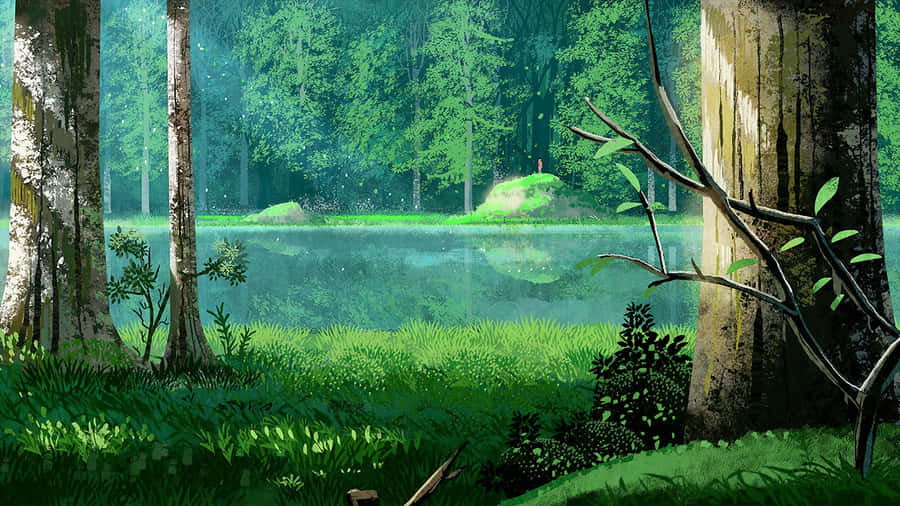 Environment Painting River Forest Wallpaper