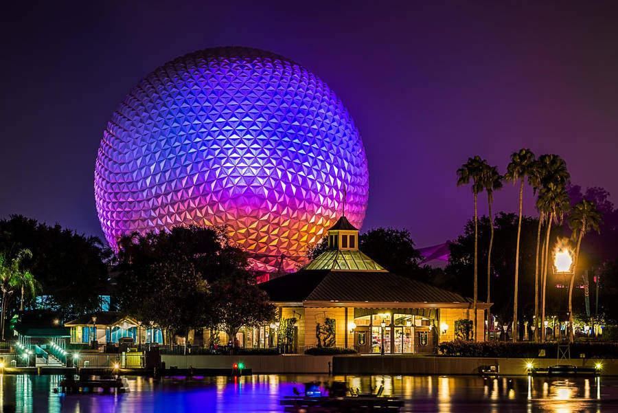 Epcot's Glowing Globe At Night Wallpaper