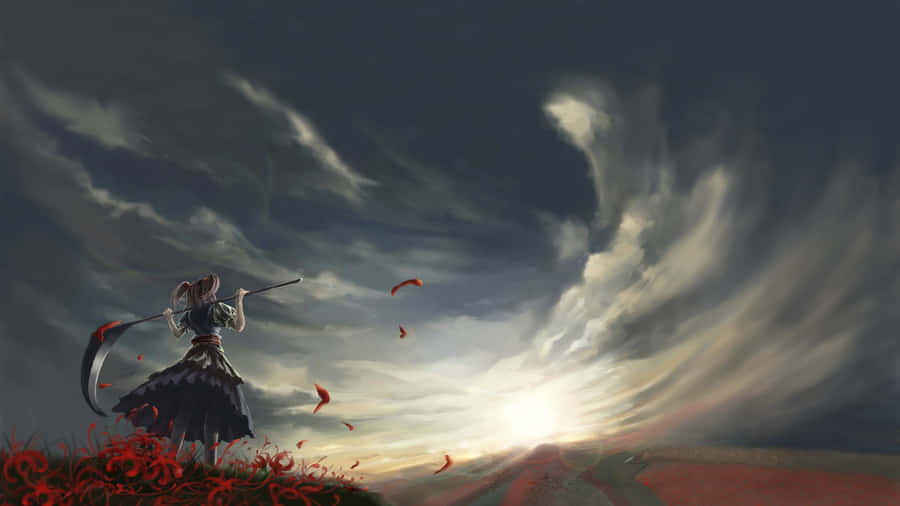 Epic Anime Girl With A Long Scythe Wallpaper