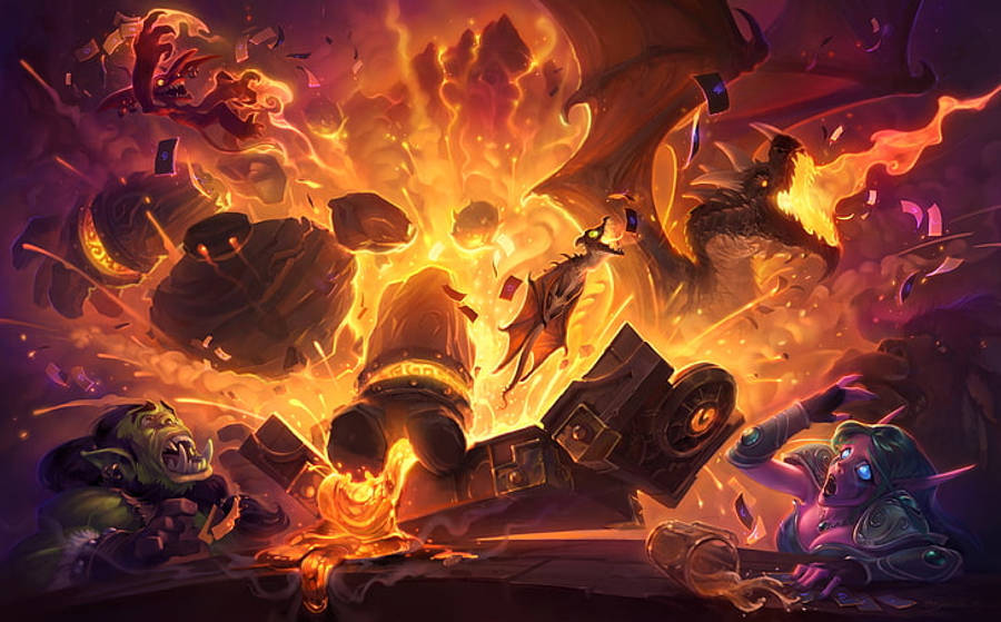 Epic Battle At Blackrock Mountain - Hearthstone In 2560x1440 Resolution Wallpaper