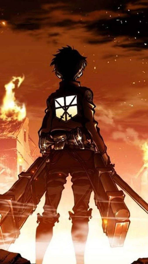 Eren Facing Burning City Wallpaper