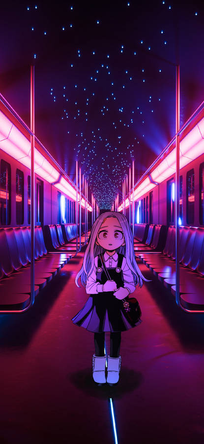 Eri On Colorful Neon Pink Train Wallpaper