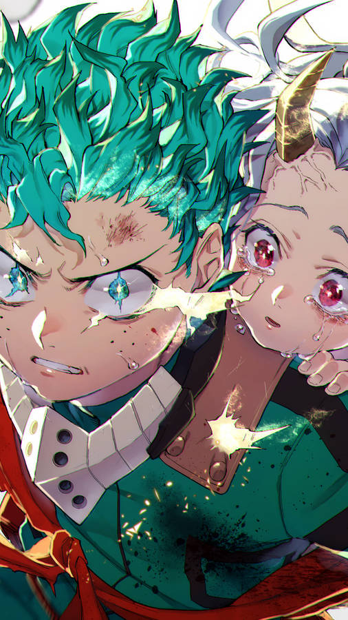 Eri On Midoriya's Back Wallpaper