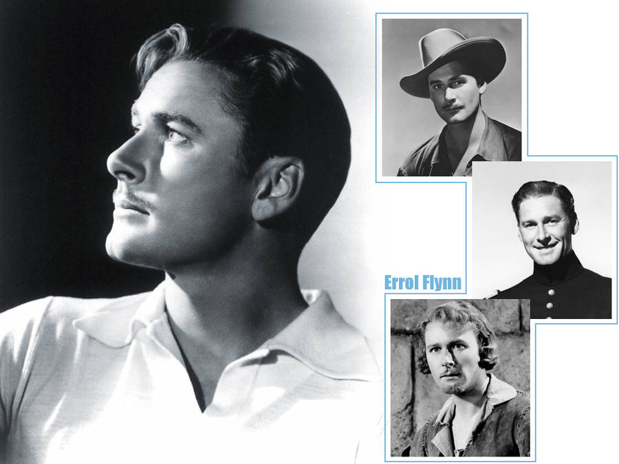 Errol Flynn Black And White Collage Wallpaper