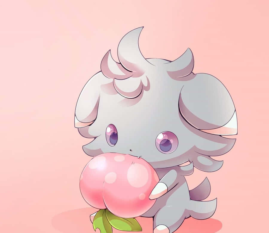 Espurr Eating A Peach Fruit Wallpaper