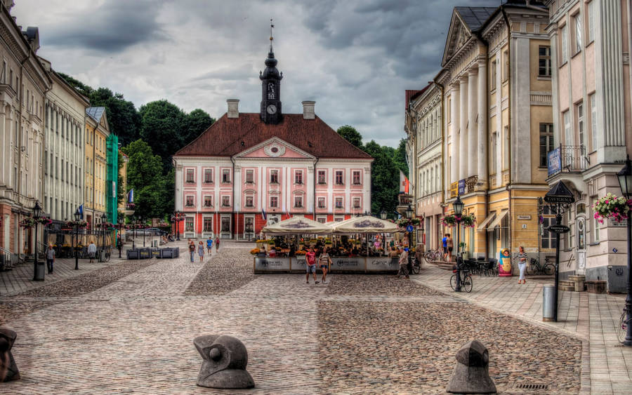 Estonia Tartu City Town Hall Wallpaper