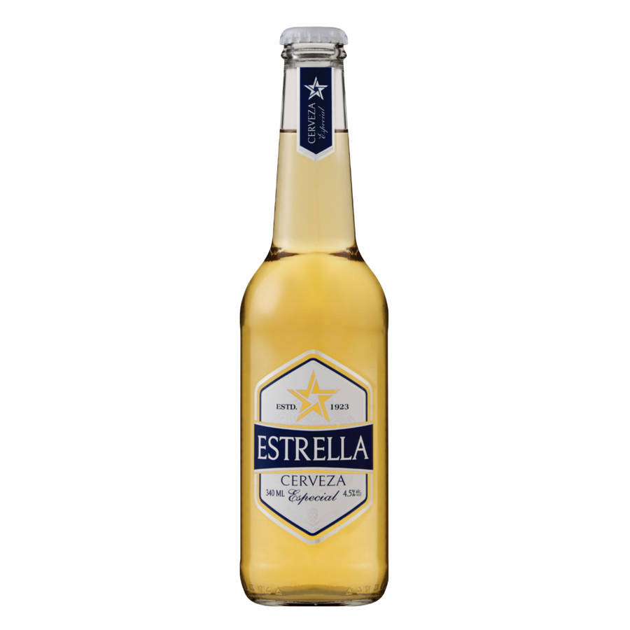 Estrella Cerveza In A Clear Bottle Wallpaper