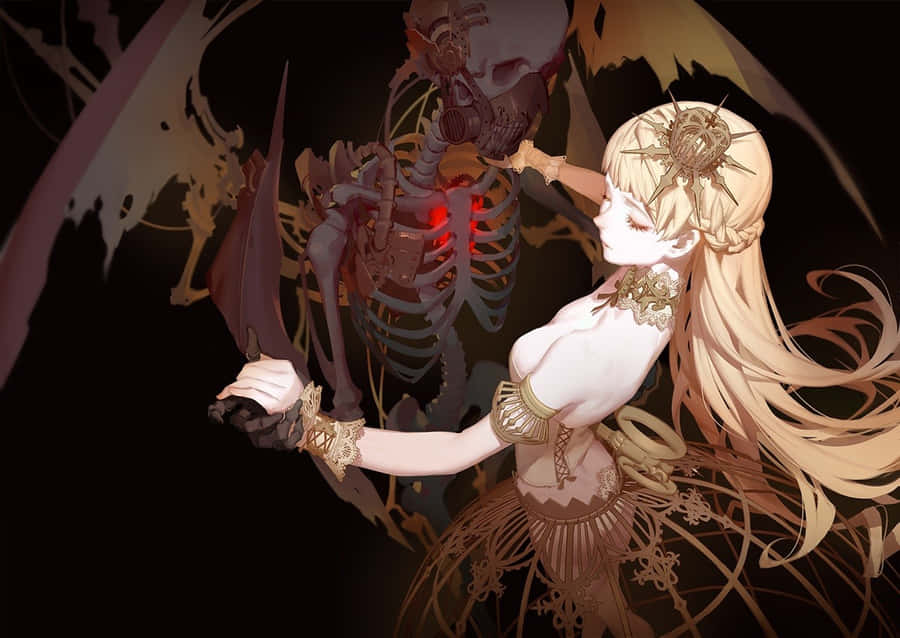 Ethereal Dancewith Skeleton Wallpaper