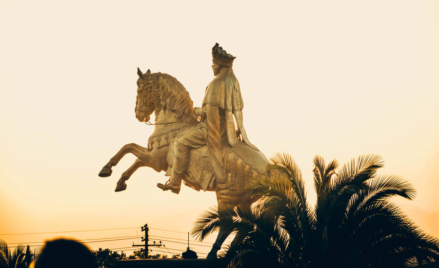 Ethiopia Menelik Ii Statue Sunset Wallpaper
