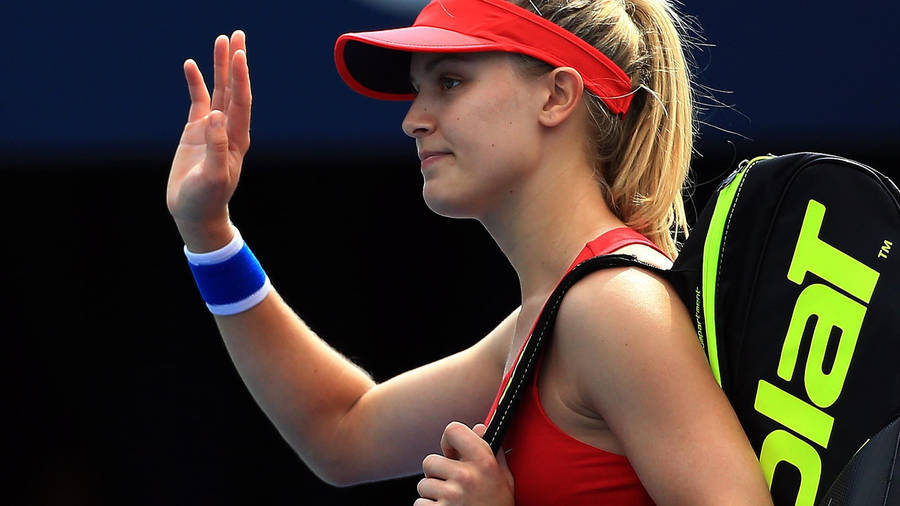 Eugenie Bouchard Wearing Red Wallpaper