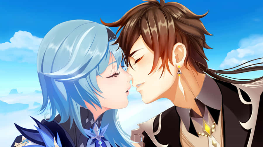 Eula And Zhongli Kissing Wallpaper