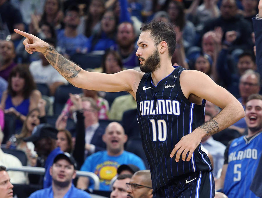 Evan Fournier Finger Point Against Sacramento Kings Wallpaper